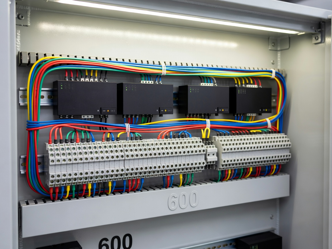 DALI-2 lighting automation control cabinet with terminal blocks